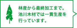 林産から最終加工まで。池川木材では一貫生産を行っています。